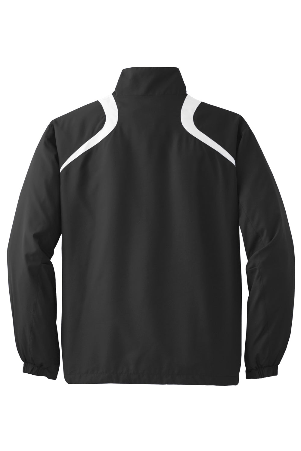 Sport-Tek JST75 Mens Water Resistant 1/4 Zip Wind Jacket Black/White Flat Back