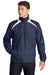 Sport-Tek JST75 Mens Water Resistant 1/4 Zip Wind Jacket True Navy Blue/White Model Front