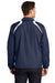 Sport-Tek JST75 Mens Water Resistant 1/4 Zip Wind Jacket True Navy Blue/White Model Back