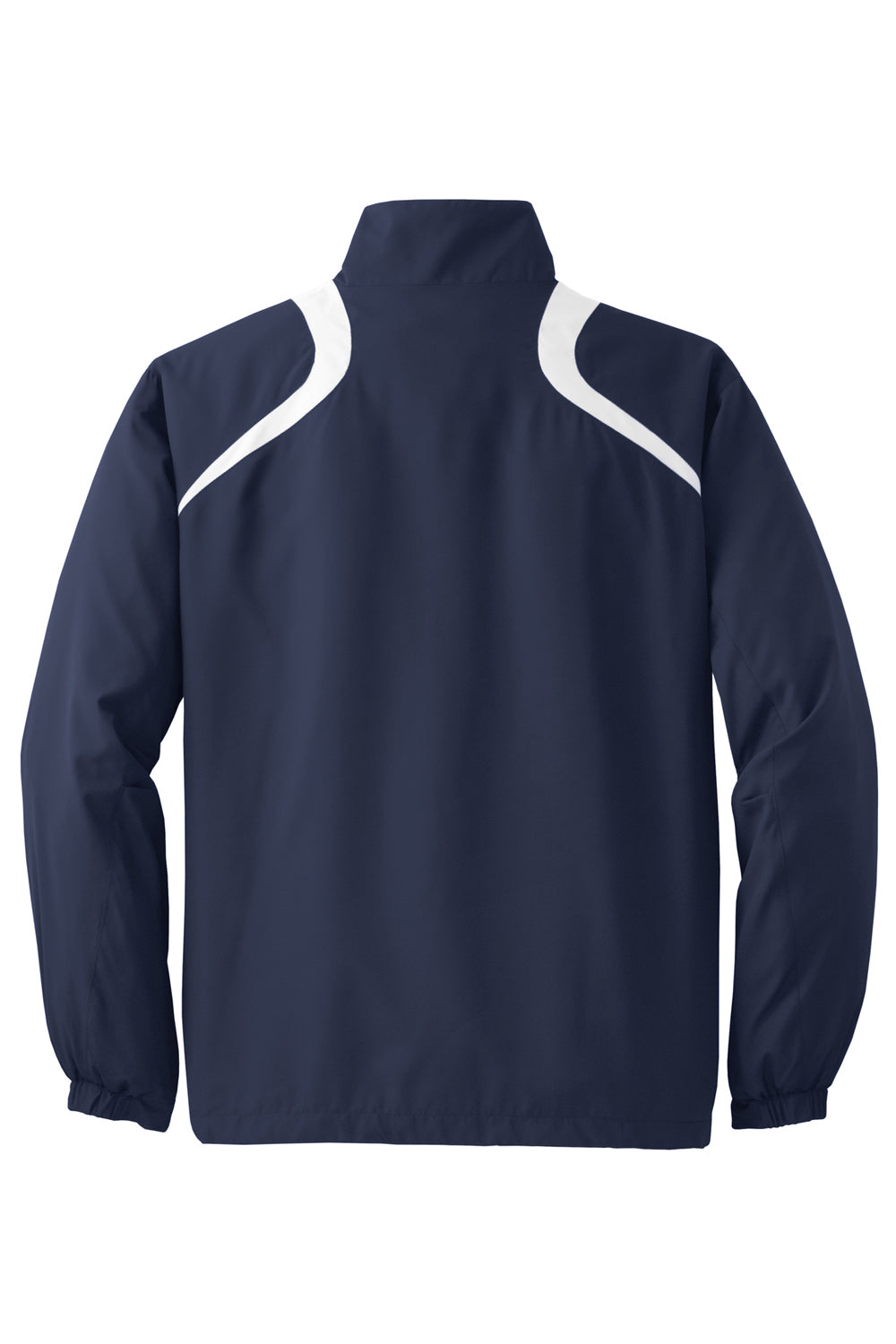 Sport-Tek JST75 Mens Water Resistant 1/4 Zip Wind Jacket True Navy Blue/White Flat Back