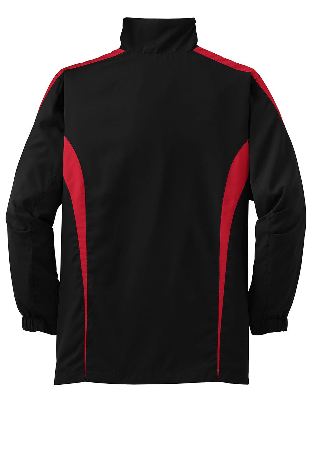 Sport-Tek YST60 Youth Water Resistant Full Zip Jacket Black/True Red Flat Back