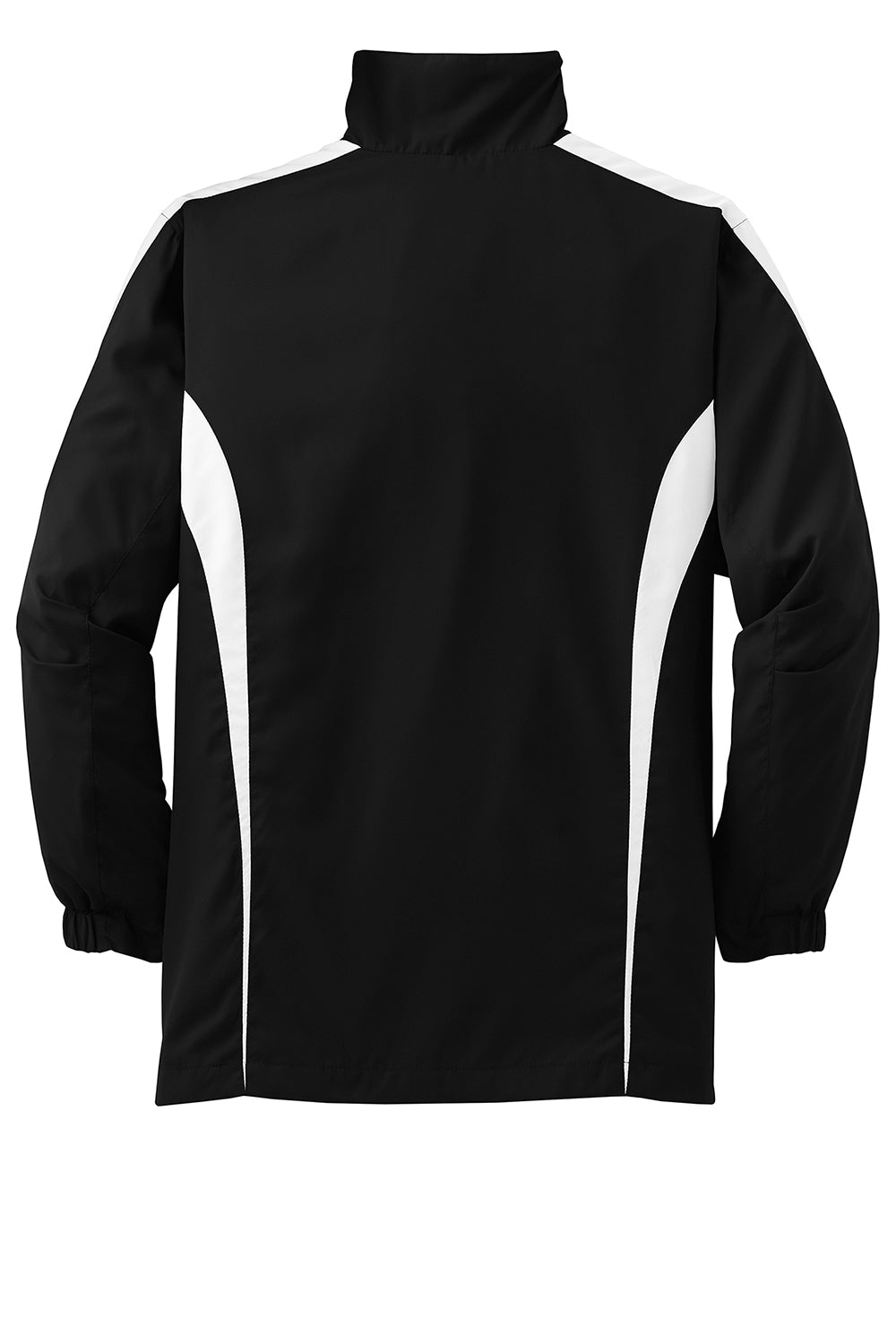 Sport-Tek YST60 Youth Water Resistant Full Zip Jacket Black/White Flat Back