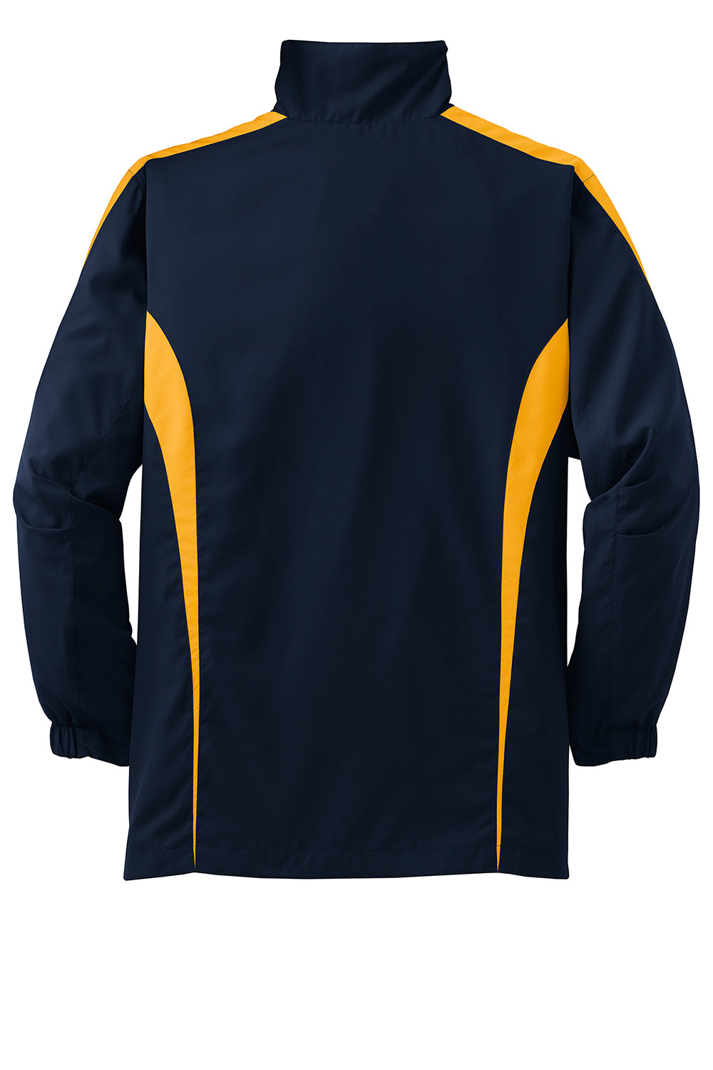 Sport-Tek YST60 Youth Water Resistant Full Zip Jacket True Navy Blue/Gold Flat Back