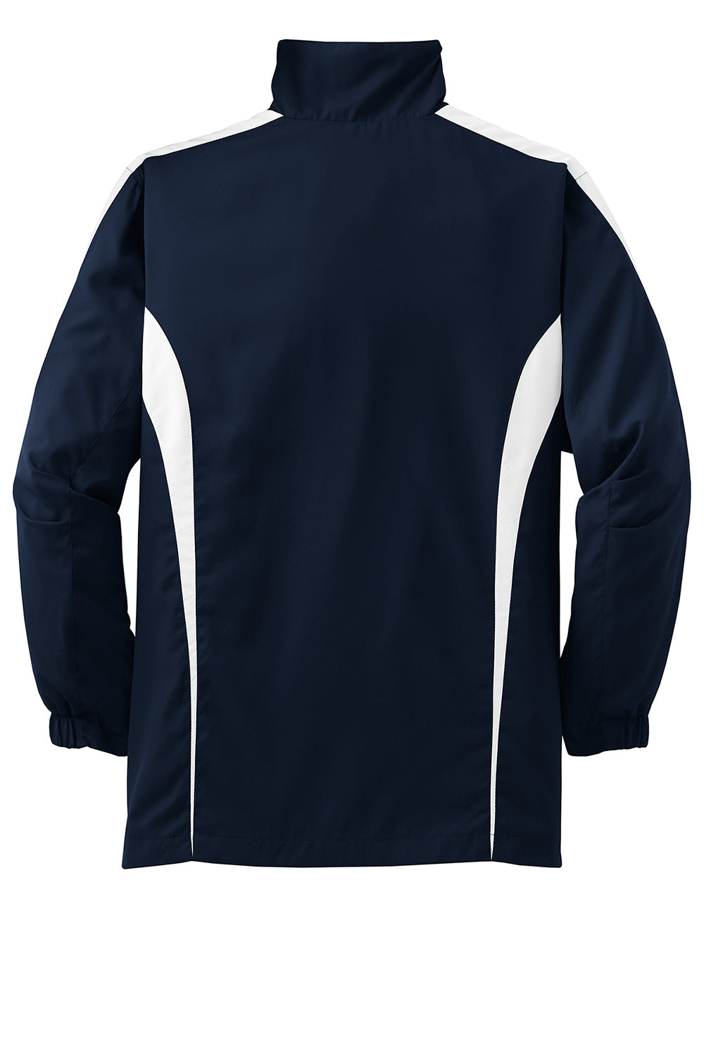 Sport-Tek YST60 Youth Water Resistant Full Zip Jacket True Navy Blue/White Flat Back