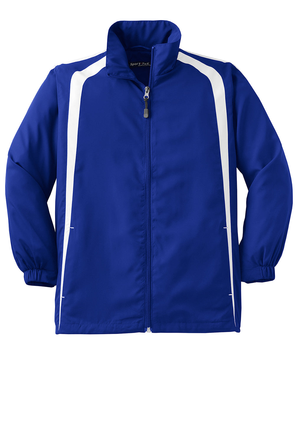 Sport-Tek YST60 Youth Water Resistant Full Zip Jacket True Royal Blue/White Flat Front