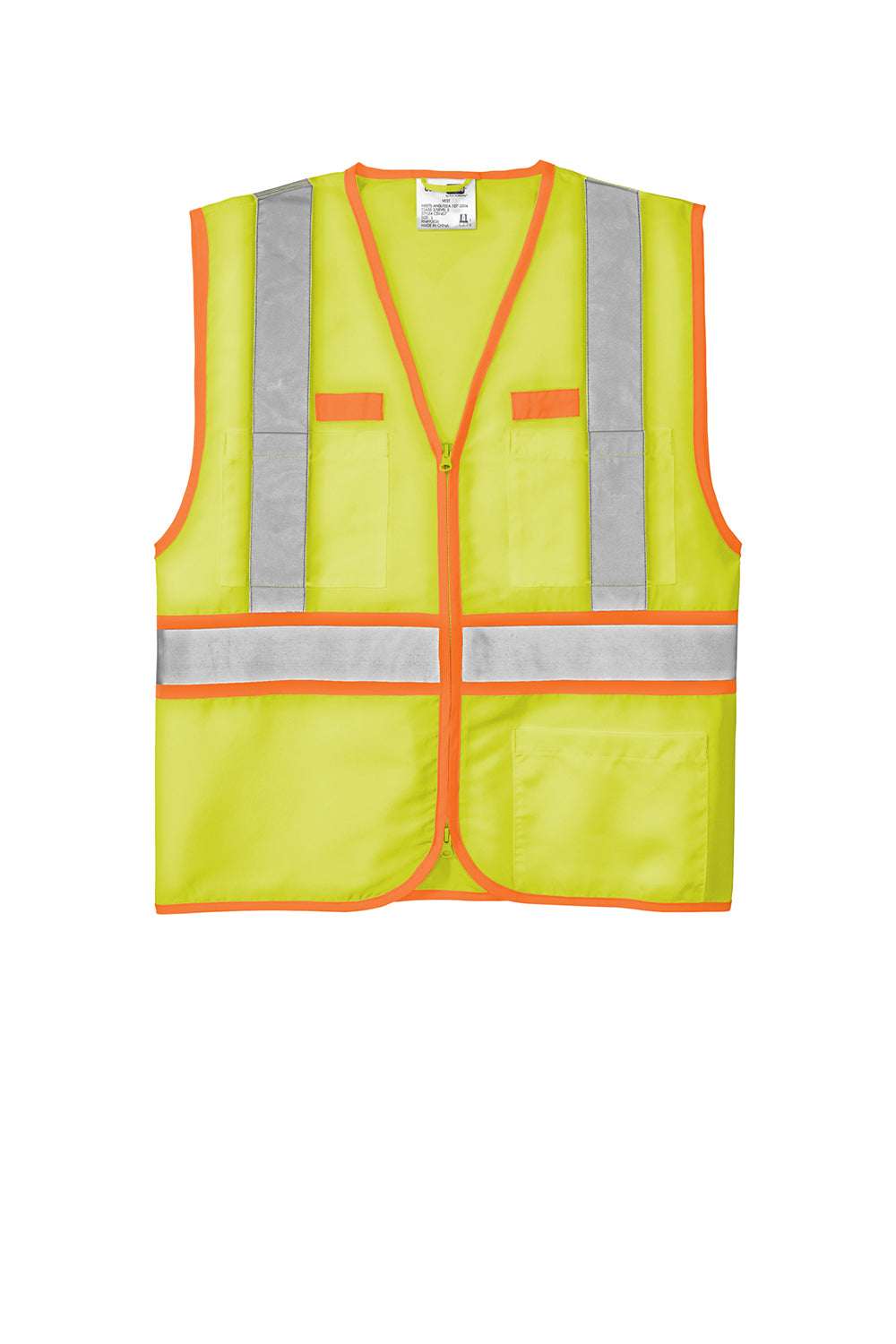 CornerStone CSV407 Mens ANSI 107 Class 2 Safety Full Zip Vest Safety Yellow Flat Front