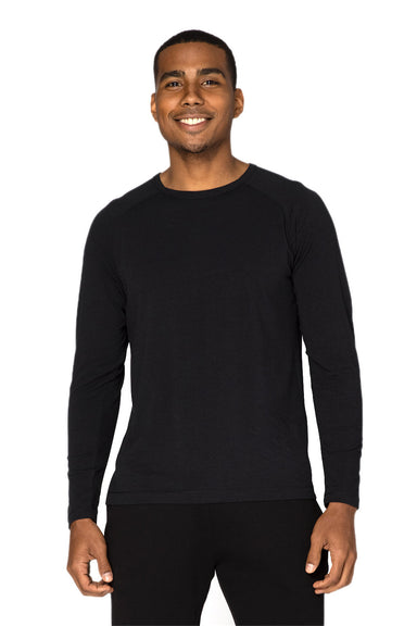 Threadfast Apparel 382LS Mens Impact Long Sleeve Crewneck T-Shirt Black Model Front