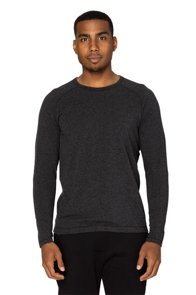 Threadfast Apparel 382LS Mens Impact Long Sleeve Crewneck T-Shirt Heather Black Model Front