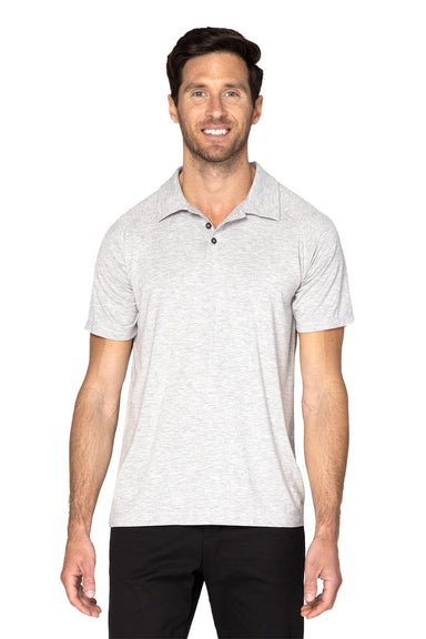 Threadfast Apparel 382PL Mens Impact Short Sleeve Polo Shirt Heather Grey Model Front