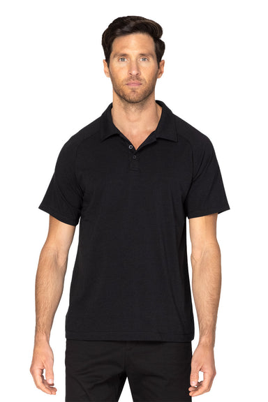 Threadfast Apparel 382PL Mens Impact Short Sleeve Polo Shirt Black Model Front