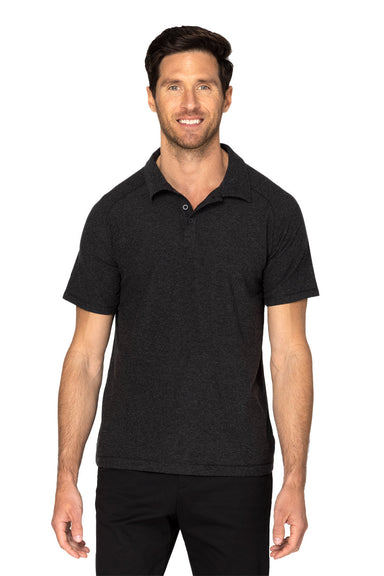 Threadfast Apparel 382PL Mens Impact Short Sleeve Polo Shirt Heather Black Model Front