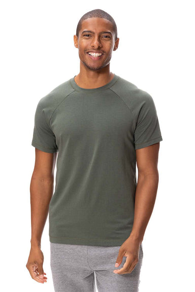 Threadfast Apparel 382R Mens Impact Short Sleeve Crewneck T-Shirt Army Green Model Front