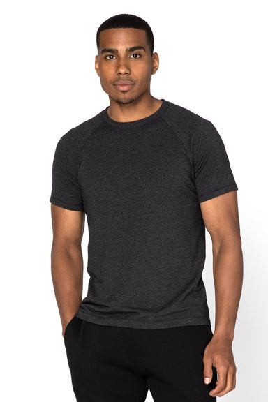 Threadfast Apparel 382R Mens Impact Short Sleeve Crewneck T-Shirt Heather Black Model Front