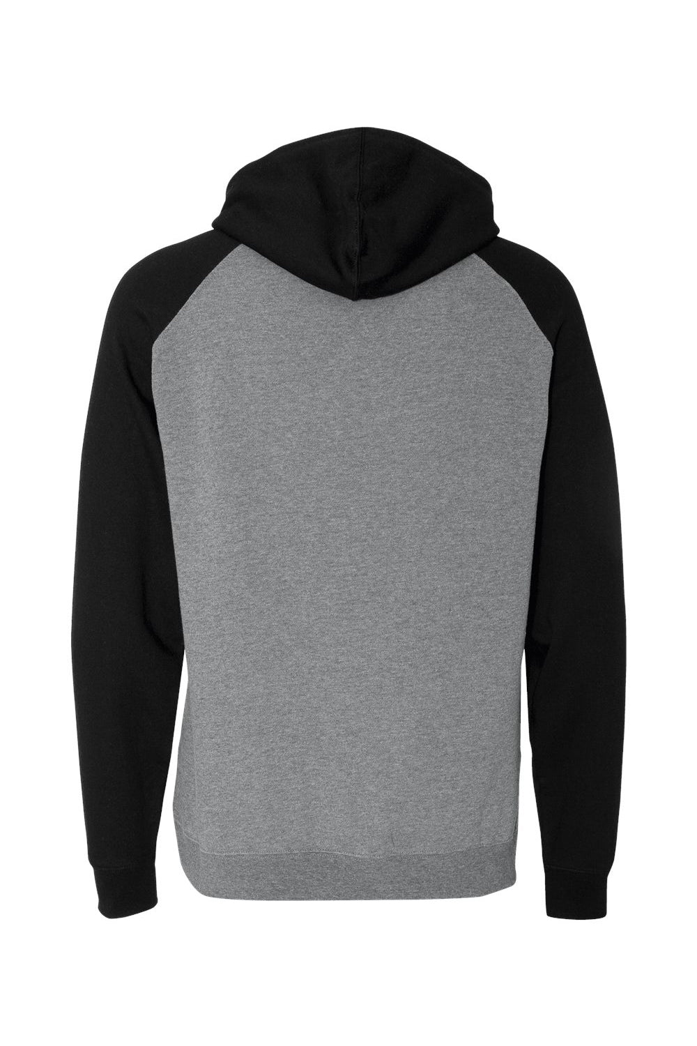 Independent Trading Co. IND40RP Mens Raglan Hooded Sweatshirt Hoodie Heather Gunmetal Grey/Black Flat Back