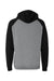 Independent Trading Co. IND40RP Mens Raglan Hooded Sweatshirt Hoodie Heather Gunmetal Grey/Black Flat Back