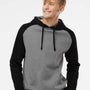 Independent Trading Co. Mens Raglan Hooded Sweatshirt Hoodie - Heather Gunmetal Grey/Black