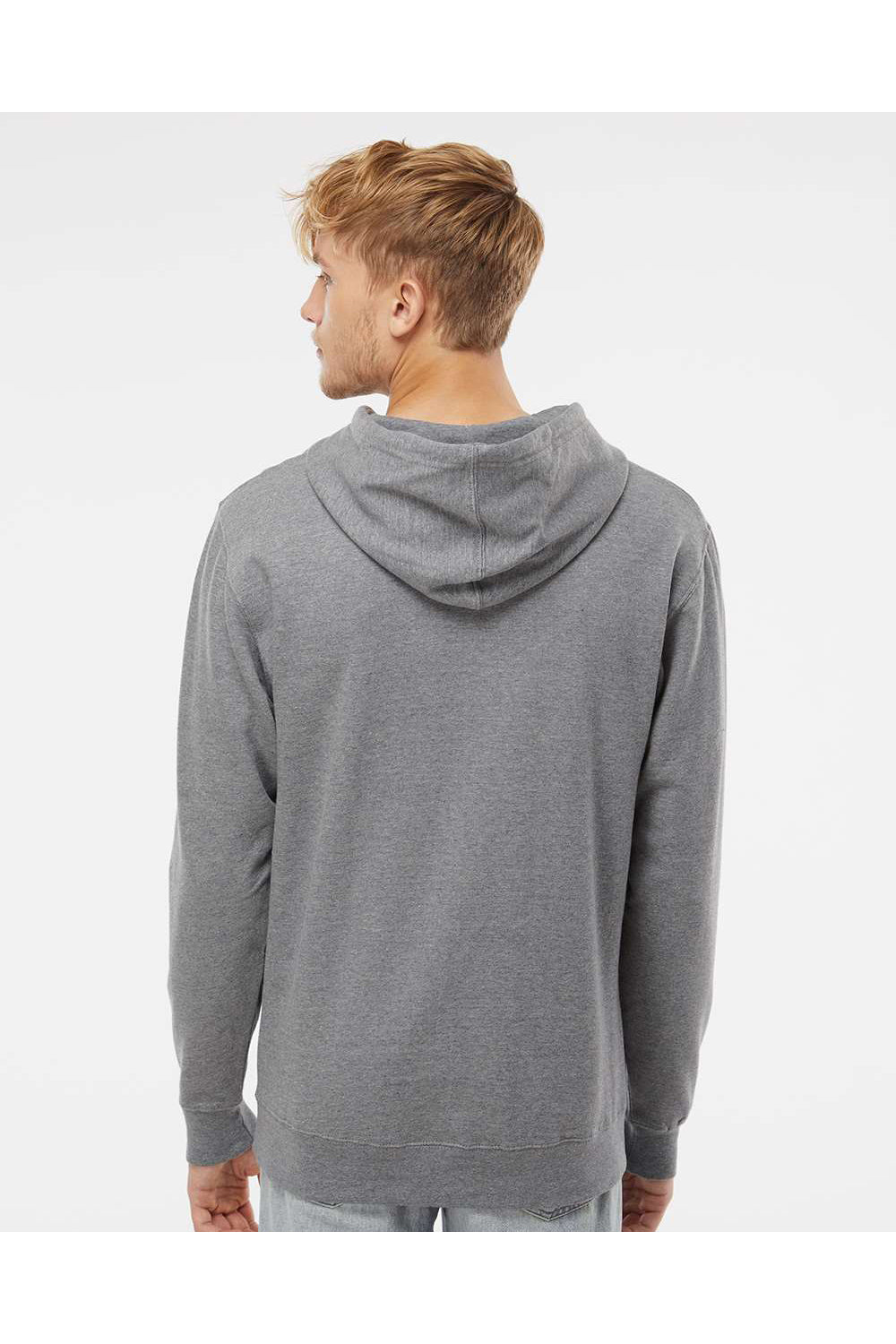 Independent Trading Co. SS4500 Mens Hooded Sweatshirt Hoodie Heather Gunmetal Grey Model Back