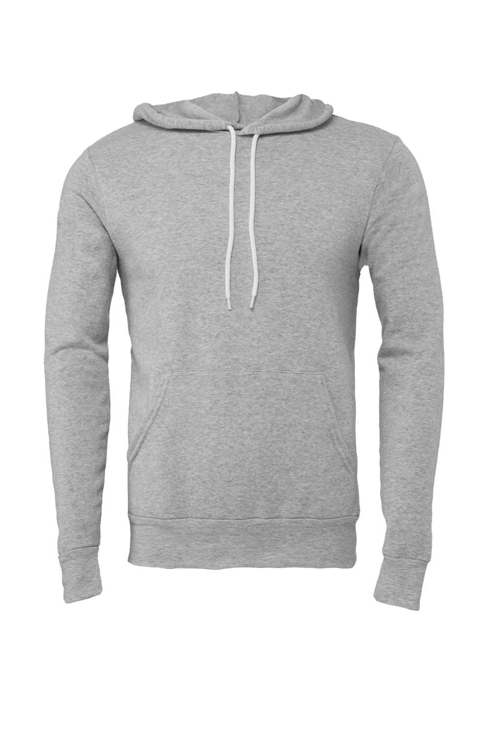 Bella + Canvas BC3719/3719 Mens Sponge Fleece Hooded Sweatshirt Hoodie Heather Grey Flat Front