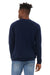 Bella + Canvas BC3901/3901 Mens Sponge Fleece Crewneck Sweatshirt Navy Blue Model Back