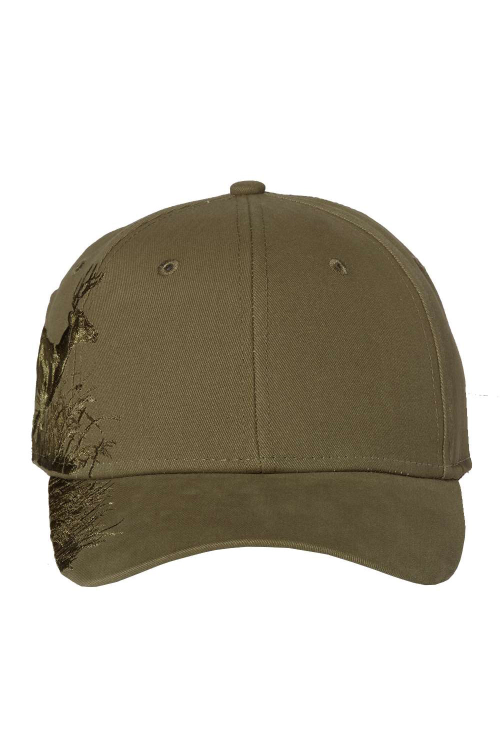 Dri Duck 3301 Mens Running Buck Hat Olive Green Flat Front