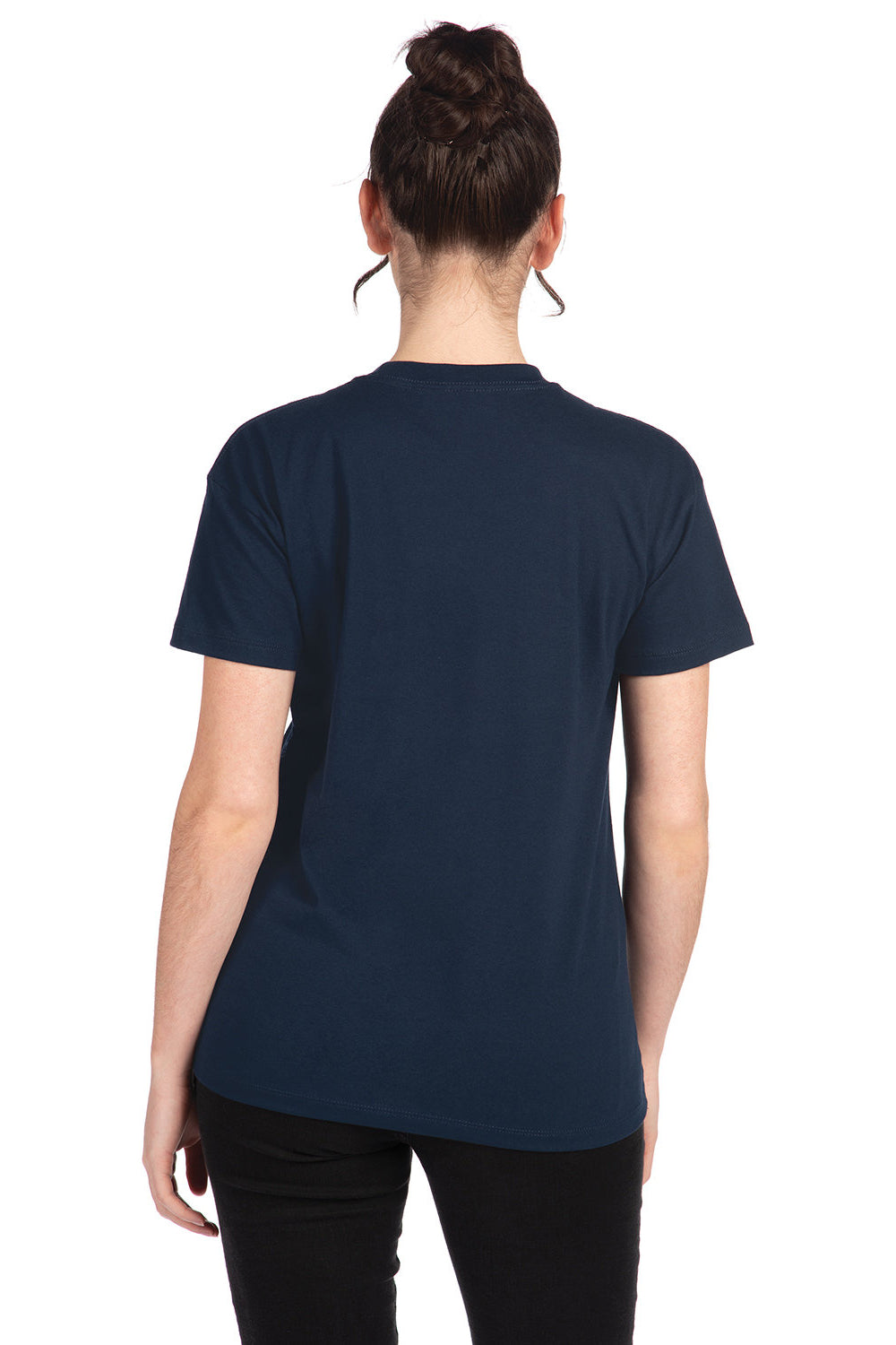 Next Level 3910NL Womens Relaxed Short Sleeve Crewneck T-Shirt Midnight Navy Blue Model Back