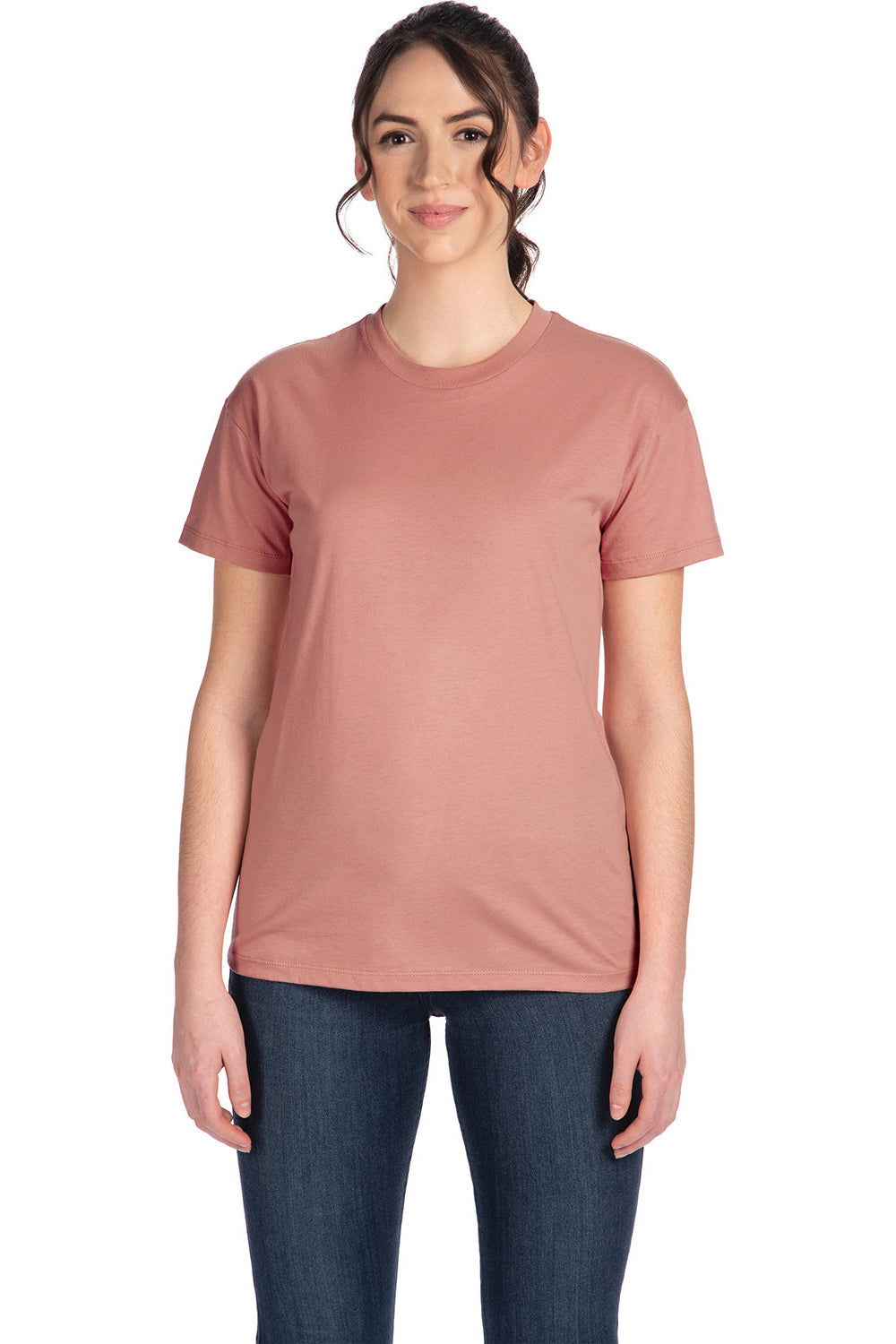 Next Level 3910NL Womens Relaxed Short Sleeve Crewneck T-Shirt Desert Pink Model Front