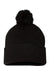 Sportsman SP15 Mens Pom-Pom Cuffed Beanie Black Flat Front