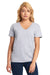 Next Level 3940 Womens Relaxed Short Sleeve V-Neck T-Shirt Heather Grey Model Front