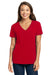 Next Level 3940 Womens Relaxed Short Sleeve V-Neck T-Shirt Red Model Front