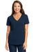 Next Level 3940 Womens Relaxed Short Sleeve V-Neck T-Shirt Midnight Navy Blue Model Front