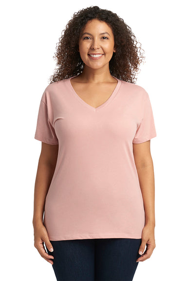 Next Level 3940 Womens Relaxed Short Sleeve V-Neck T-Shirt Desert Pink Model Front