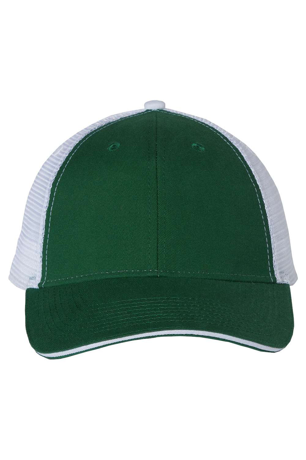 Valucap S102 Mens Sandwich Trucker Hat Dark Green/White Flat Front