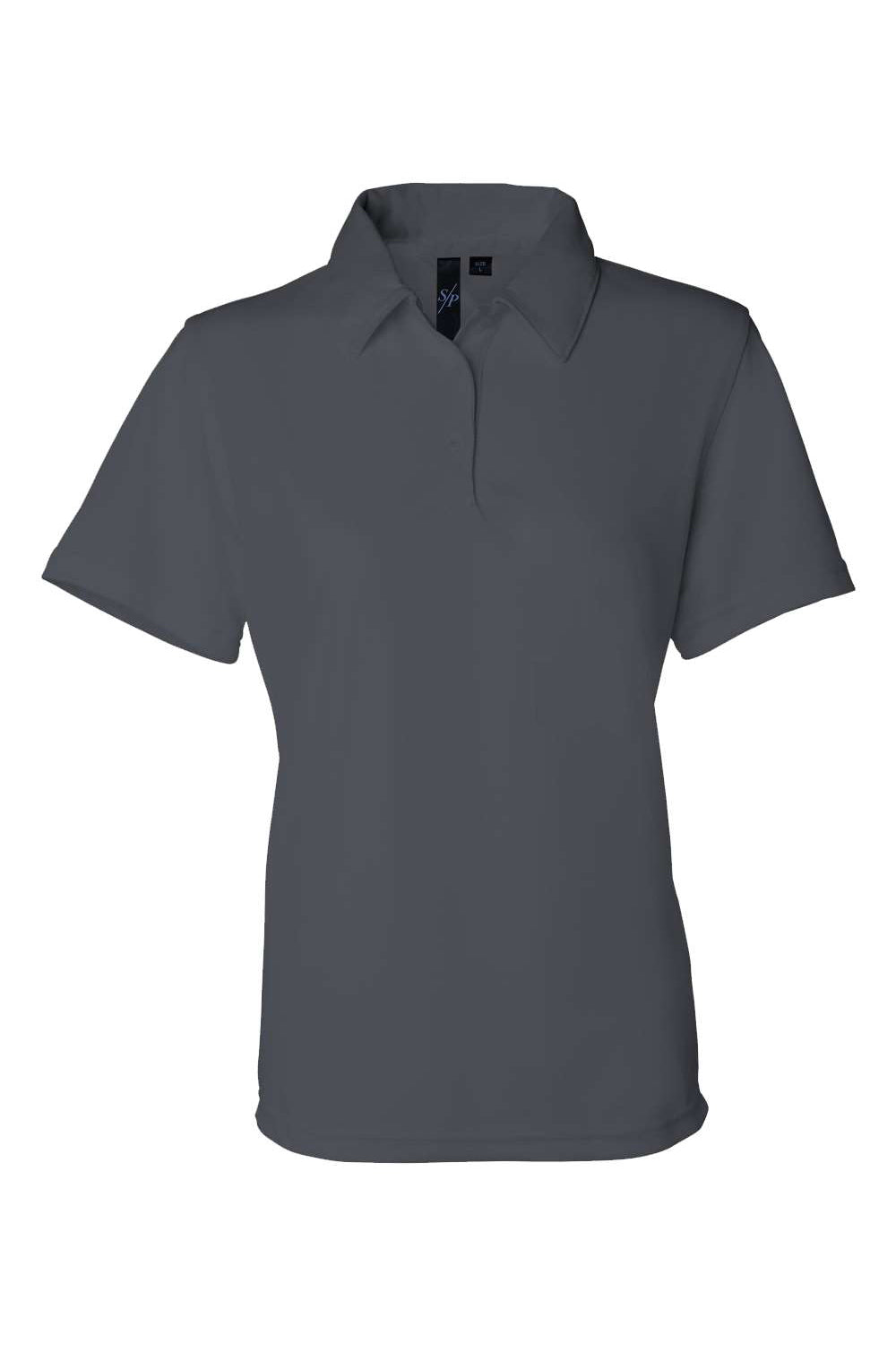 Sierra Pacific 5469 Womens Moisture Wicking Mesh Short Sleeve Polo Shirt Steel Grey Flat Front