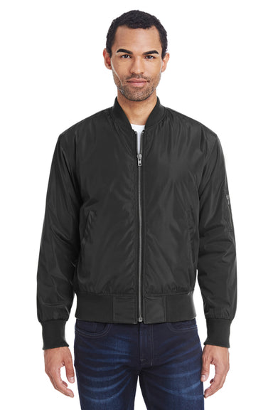 Threadfast Apparel 395J Mens Bomber Full Zip Jacket Black Model Front