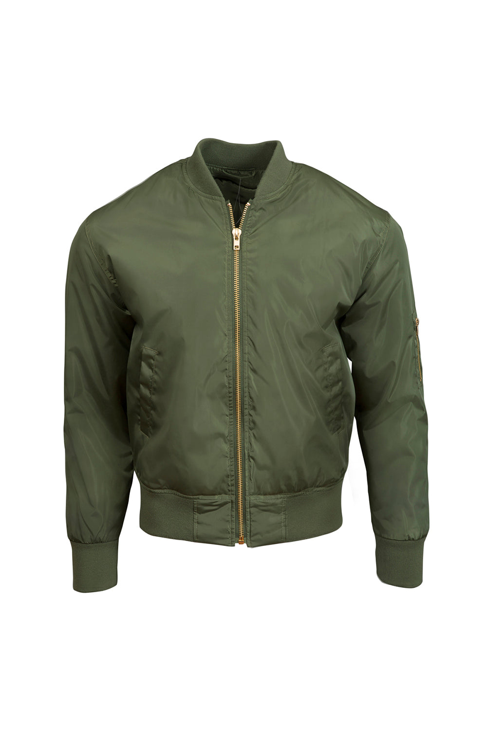 Threadfast Apparel 395J Mens Bomber Full Zip Jacket Army Green Flat Front