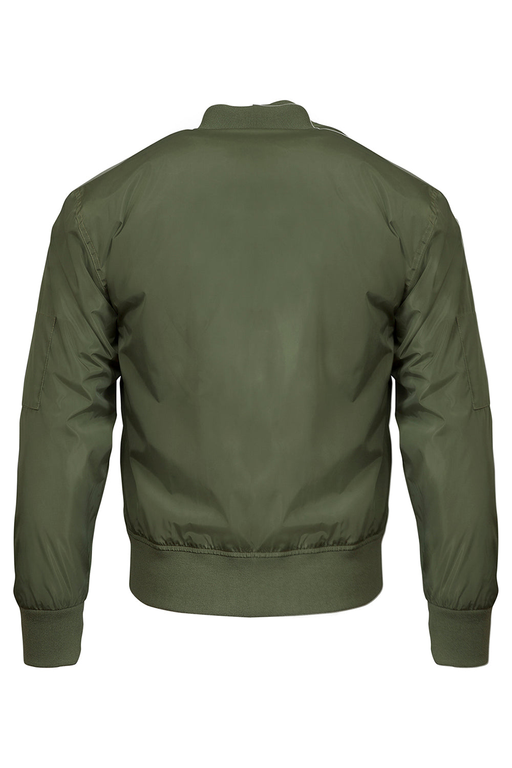 Threadfast Apparel 395J Mens Bomber Full Zip Jacket Army Green Flat Back