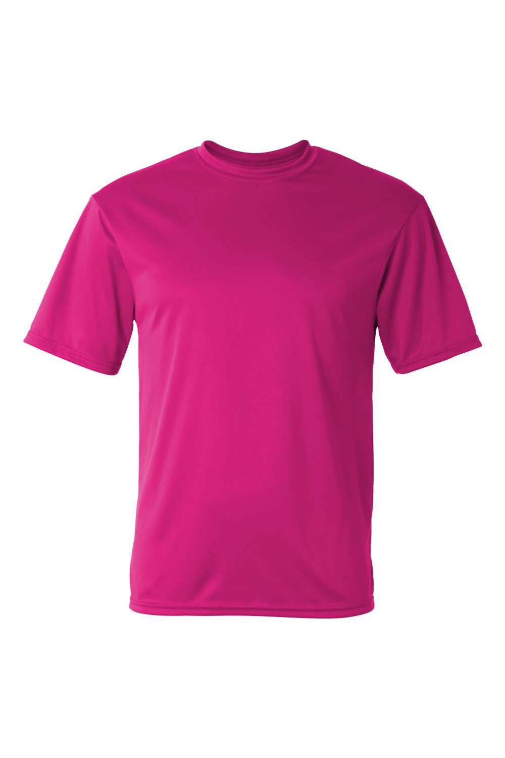 C2 Sport 5100 Mens Performance Moisture Wicking Short Sleeve Crewneck T-Shirt Hot Pink Flat Front