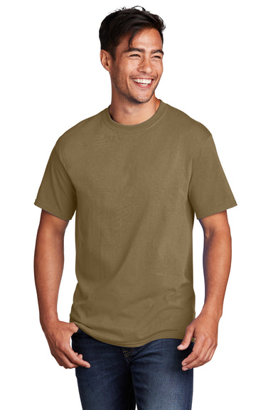 Port & Company PC54/PC54T Mens Core Short Sleeve Crewneck T-Shirt Coyote Brown Model Front