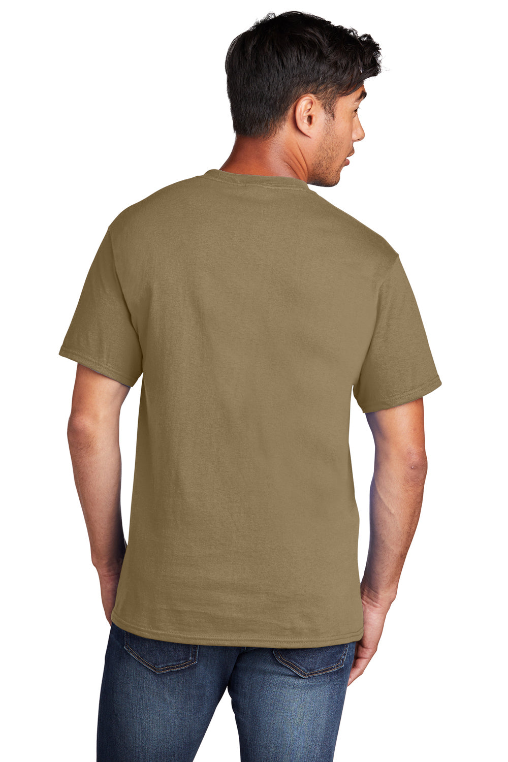 Port & Company PC54/PC54T Mens Core Short Sleeve Crewneck T-Shirt Coyote Brown Model Back