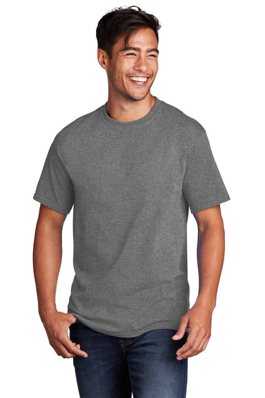 Port & Company PC54/PC54T Mens Core Short Sleeve Crewneck T-Shirt Heather Graphite Grey Model Front