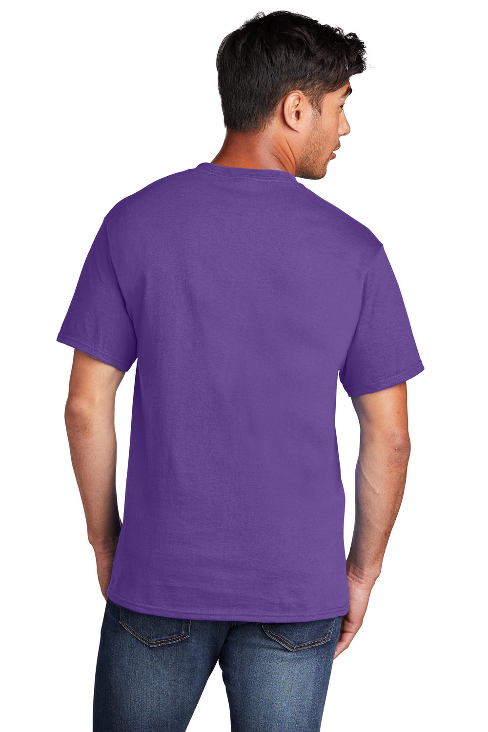 Port & Company PC54/PC54T Mens Core Short Sleeve Crewneck T-Shirt Team Purple Model Back