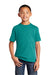 Port & Company PC54Y Youth Core Short Sleeve Crewneck T-Shirt Bright Aqua Blue Model Front