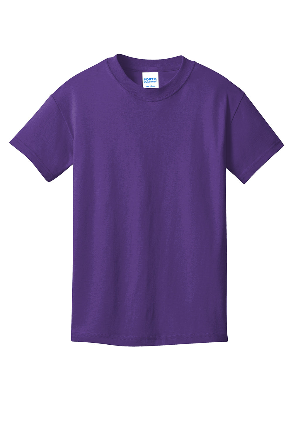 Port & Company PC54Y Youth Core Short Sleeve Crewneck T-Shirt Team Purple Flat Front