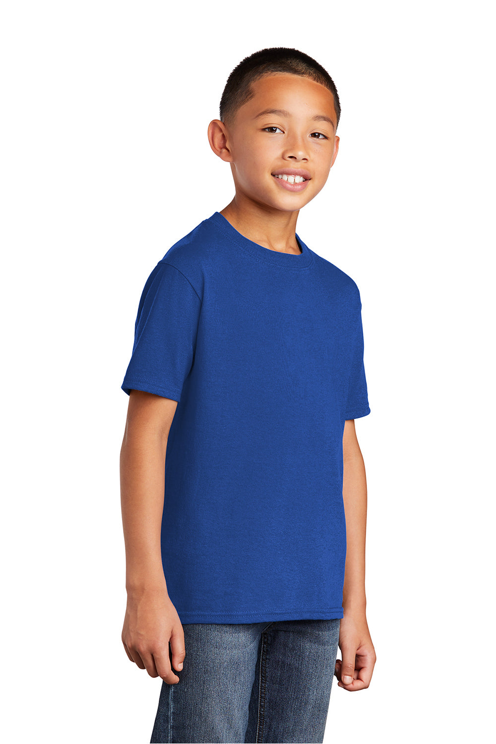 Port & Company PC54Y Youth Core Short Sleeve Crewneck T-Shirt True Royal Blue Model 3q