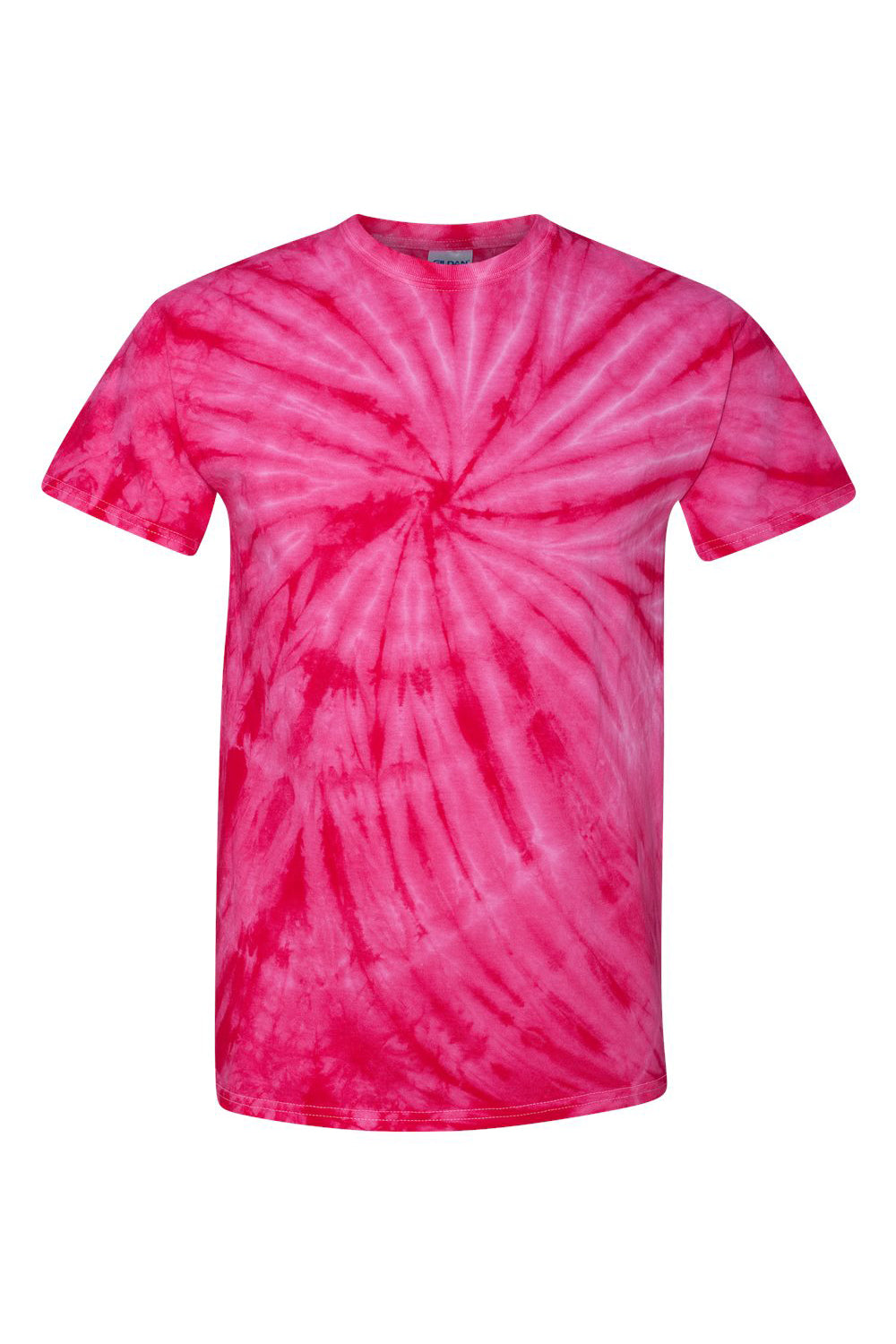 Dyenomite 200CY Mens Cyclone Pinwheel Tie Dyed Short Sleeve Crewneck T-Shirt Fuchsia Flat Front