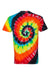 Dyenomite 200MS Mens Spiral Tie Dyed Short Sleeve Crewneck T-Shirt Illusion Flat Back