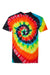 Dyenomite 200MS Mens Spiral Tie Dyed Short Sleeve Crewneck T-Shirt Illusion Flat Front