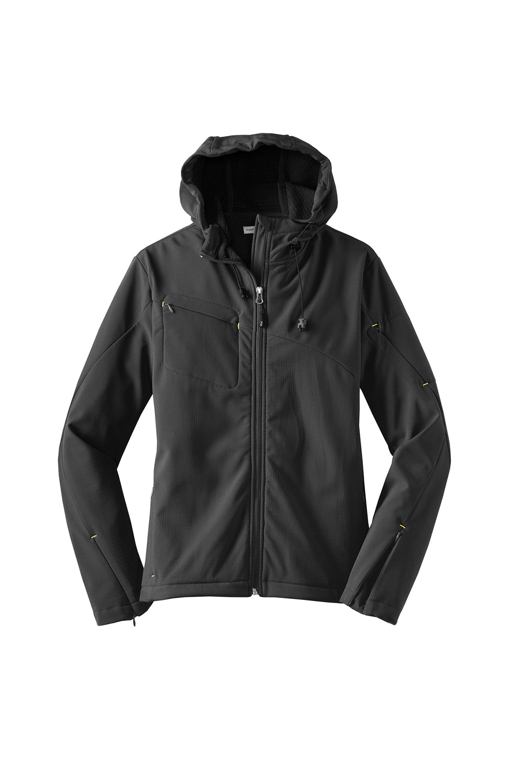 Port Authority L706 Womens Wind & Water Resistant Full Zip Hooded Jacket Charcoal Grey/Lemon Yellow Flat Front