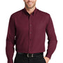 CornerStone Mens SuperPro Stain Resistant Long Sleeve Button Down Shirt w/ Pocket - Burgundy