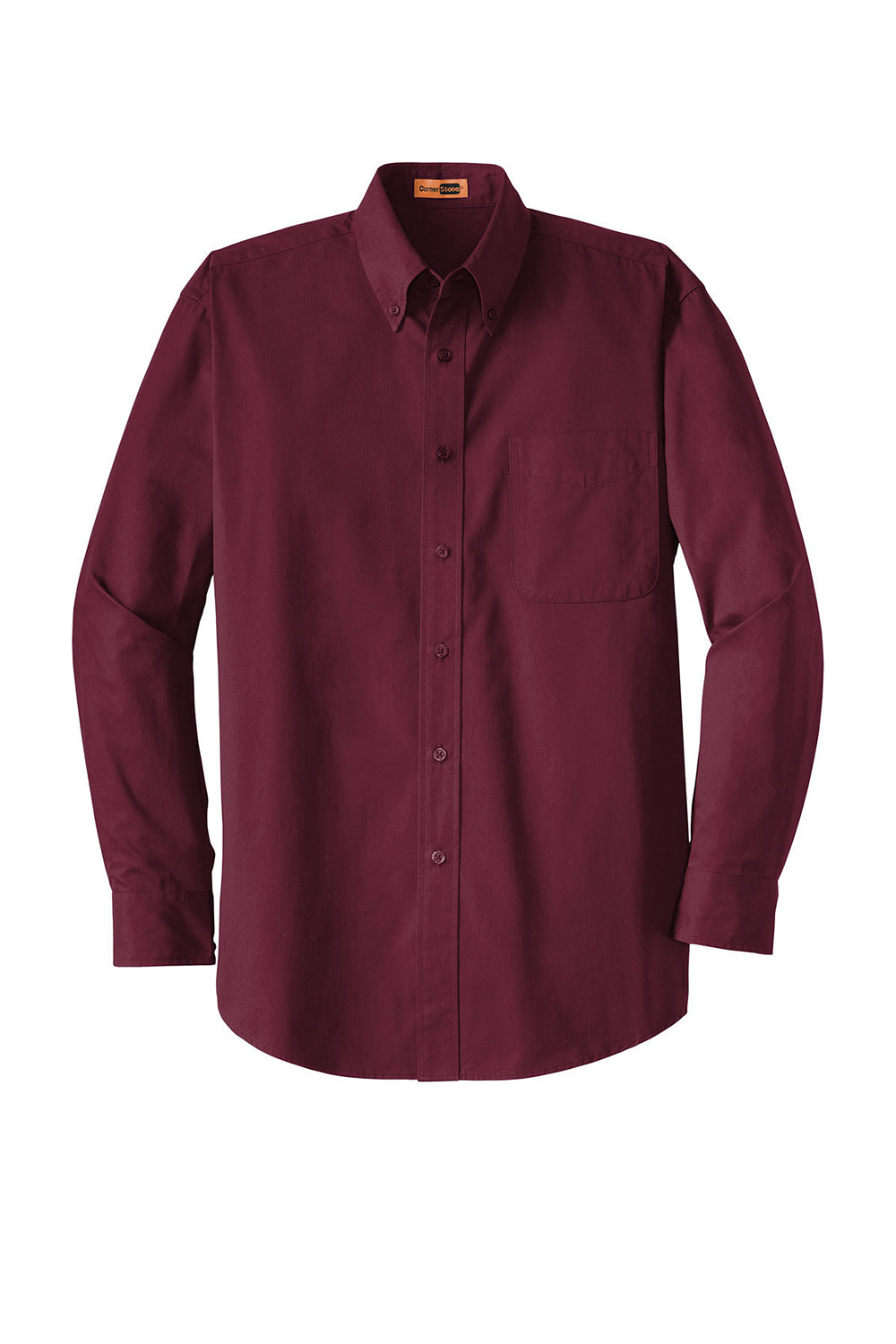 CornerStone SP17 Mens SuperPro Stain Resistant Long Sleeve Button Down Shirt w/ Pocket Burgundy Flat Front